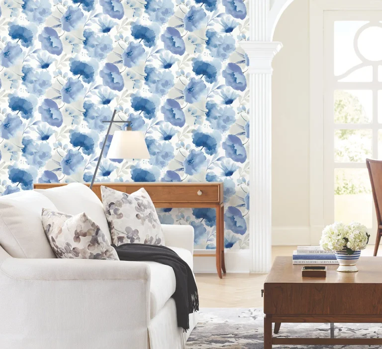 Watercolor Bouquet Wallpaper - Cobalt — Ảnh 6