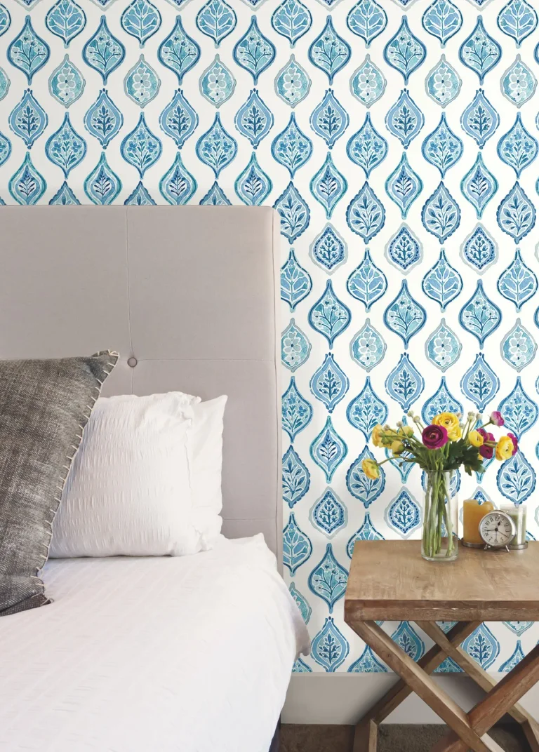 Marketplace Motif Wallpaper - White/Blue — Ảnh 3