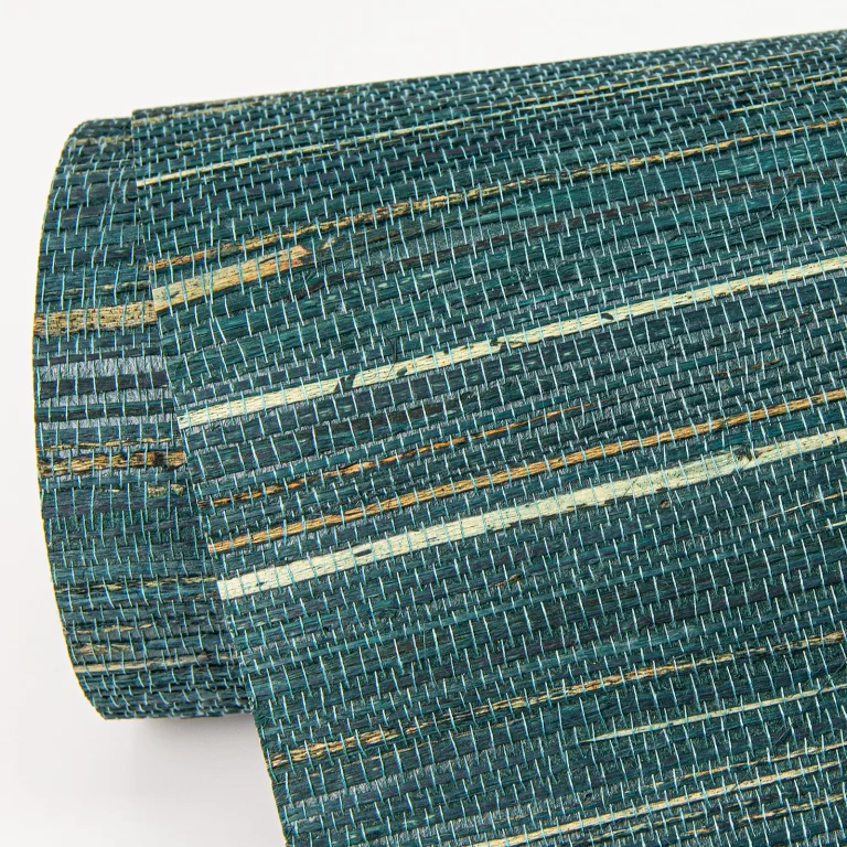 Kira Hemp Grasscloth Wallpaper - Teal — Ảnh 2