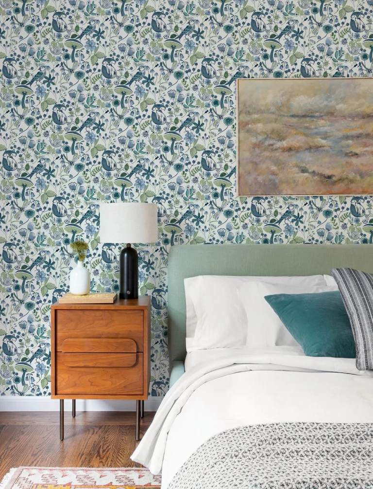 Wonder Woodland Animals Wallpaper - Blue Green — Image 4