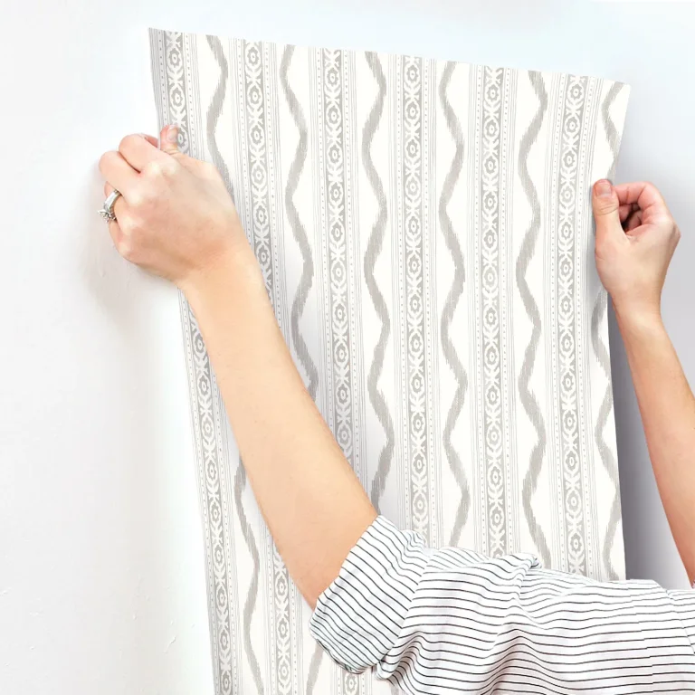Rhys IKAT Stripe Wallpaper - Stone — Ảnh 7