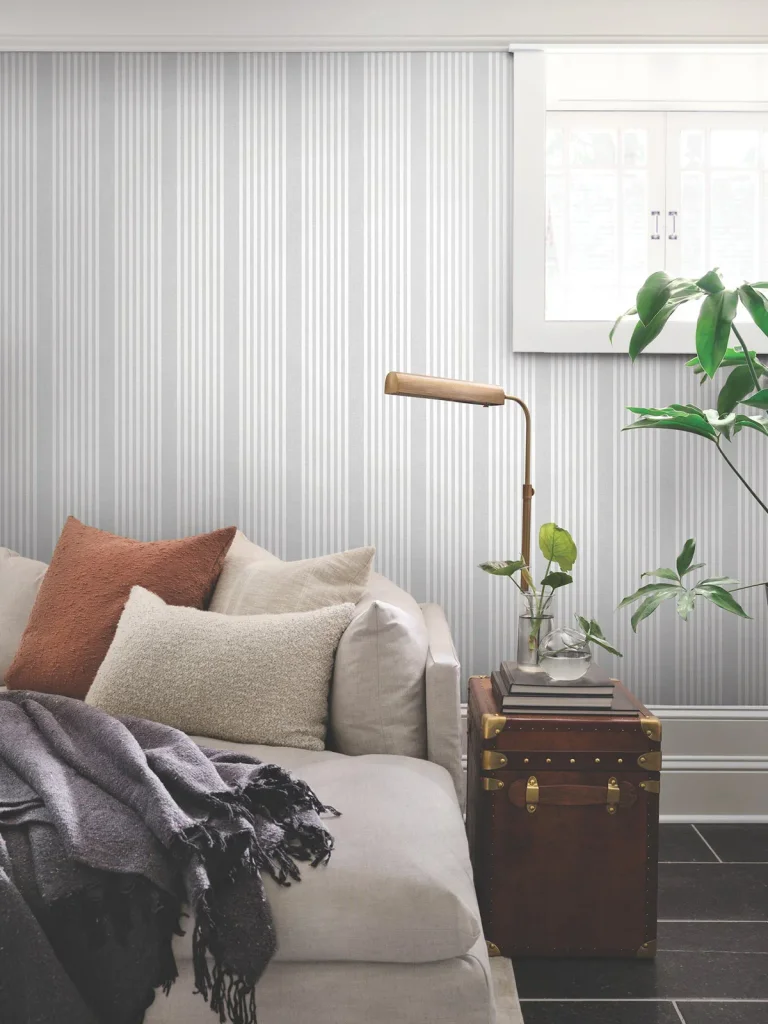 Magnolia Home French Linen Stripe Wallpaper - Arctic Gray