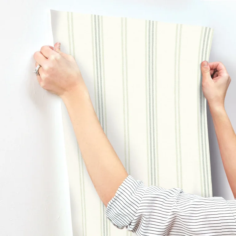 Chesapeake Lovage Linen Stripe Wallpaper - Green — Ảnh 4