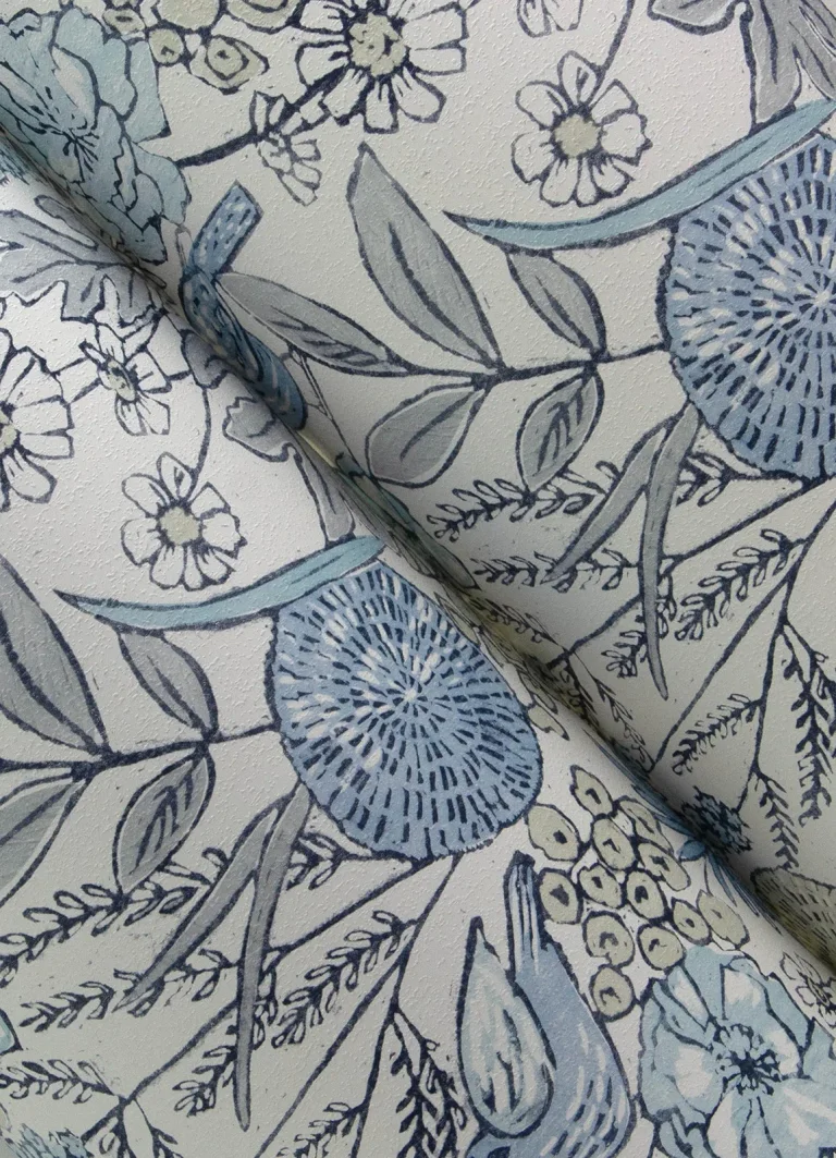 Chesapeake Goldfinch Birds and Blooms Wallpaper - Blue — Ảnh 3
