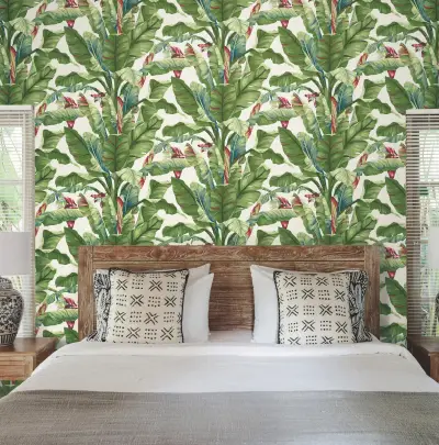 Banana Leaf Wallpaper - White/Primary
