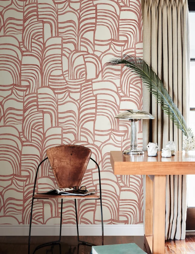 Nikki Chu Featherwork Peel and Stick Wallpaper - Red — Ảnh 4