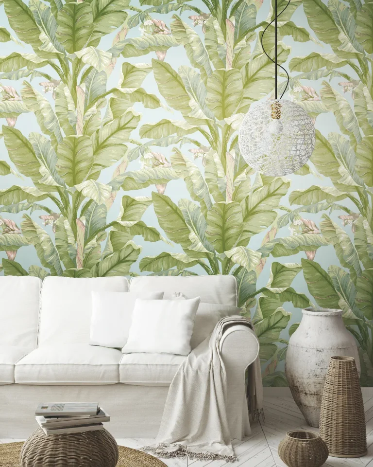 Banana Leaf Peel and Stick Wallpaper - Blue/Green — Ảnh 4
