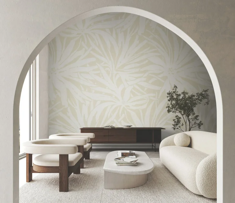 Floral Canopy Wallpaper - Beige Mural — Ảnh 2