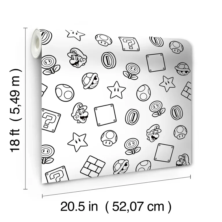 Nintendo Super Mario Power Up Icons Peel and Stick Wallpaper - Black — Ảnh 7