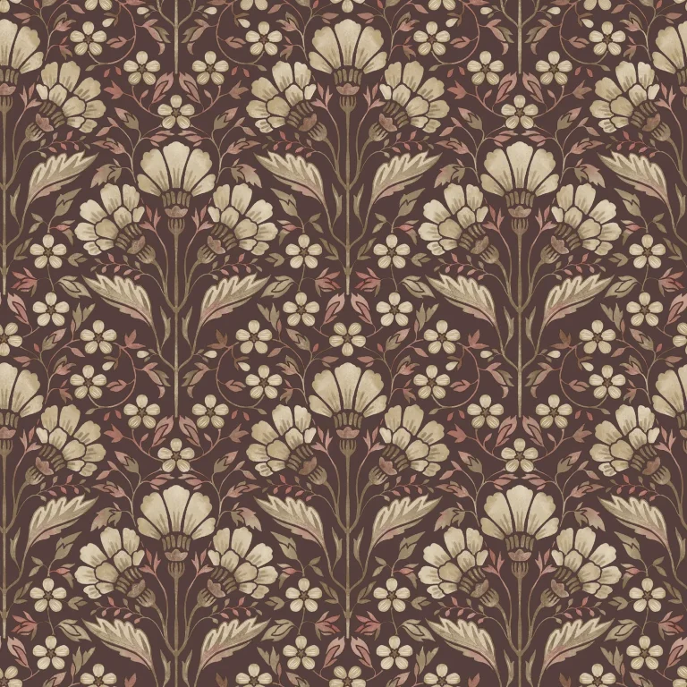 Chesapeake Edith Floral Damask Wallpaper - Burgundy — Ảnh 3