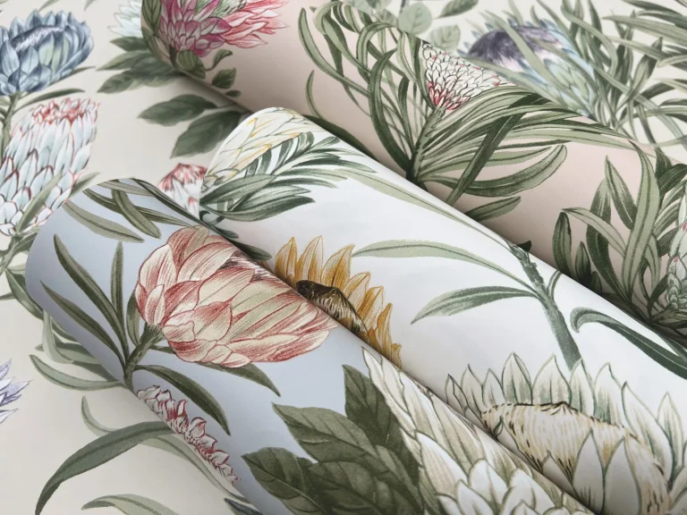 Protea Wallpaper - Cream/Blue — Ảnh 4