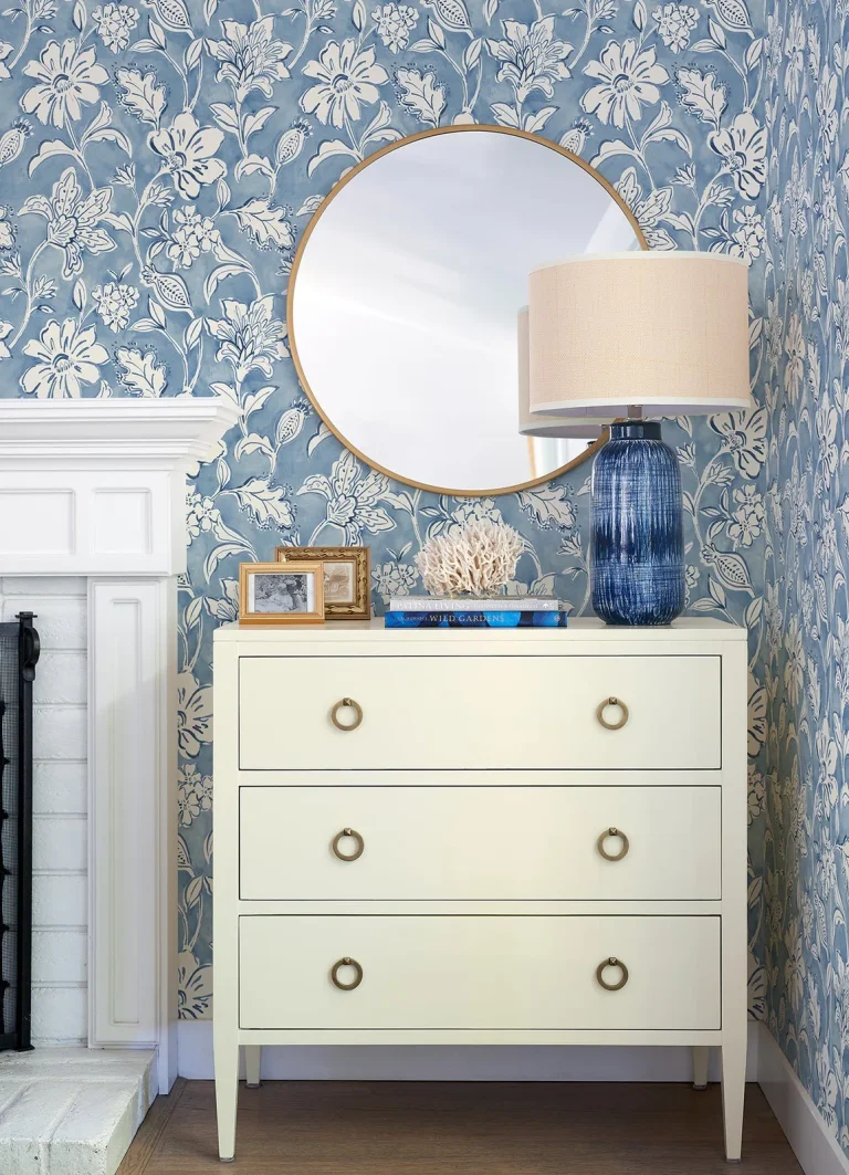 Chesapeake Plumeria Floral Trail Wallpaper - Blue — Ảnh 3