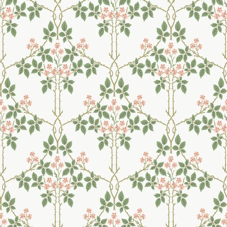 Blackberry Vine Trellis Wallpaper - Pink — Ảnh 4