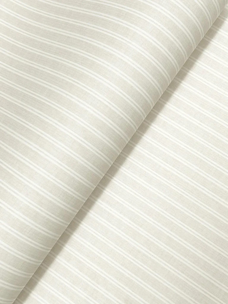 Ronald Redding Ticking Stripe Faux Linen Wallpaper - Beige — Ảnh 2