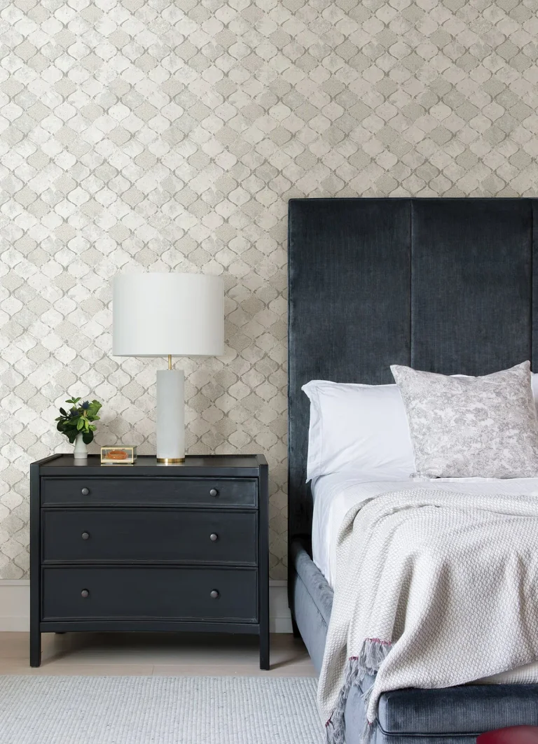 Pilak Ogee Tile Wallpaper - Silver — Ảnh 4