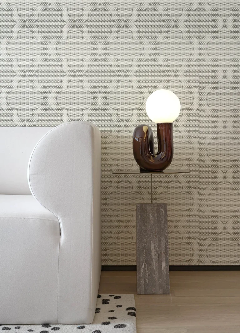 Ernest Quilted Quatrefoil Wallpaper - Charcoal — Ảnh 5