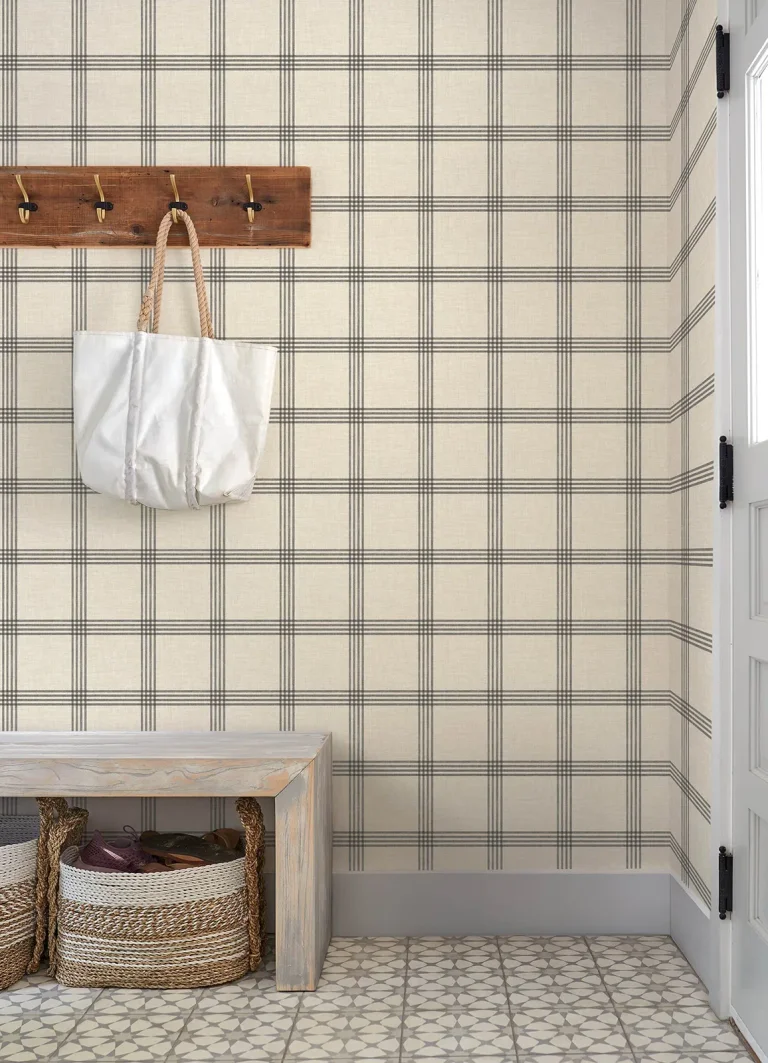 Chesapeake Twain Plaid Wallpaper - Black — Ảnh 5