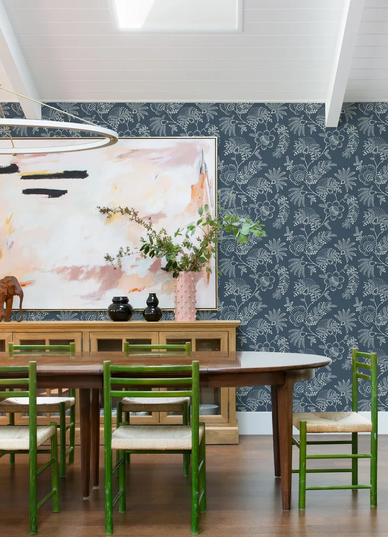 Maeve Jacobean Trail Wallpaper - Dark Blue
