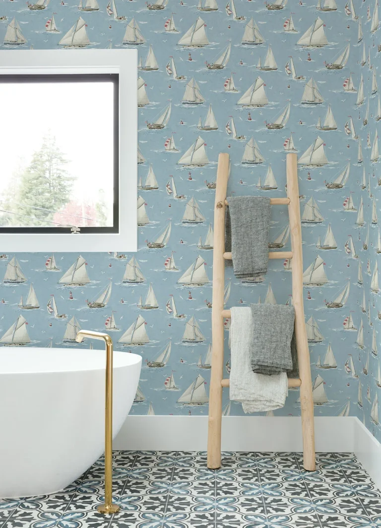 Chesapeake Leeward Sailboat Wallpaper - Light Blue — Ảnh 4