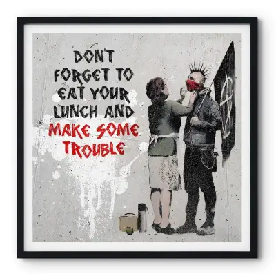 Banksy - "Make Some Trouble" Poster - 30 x 30cm