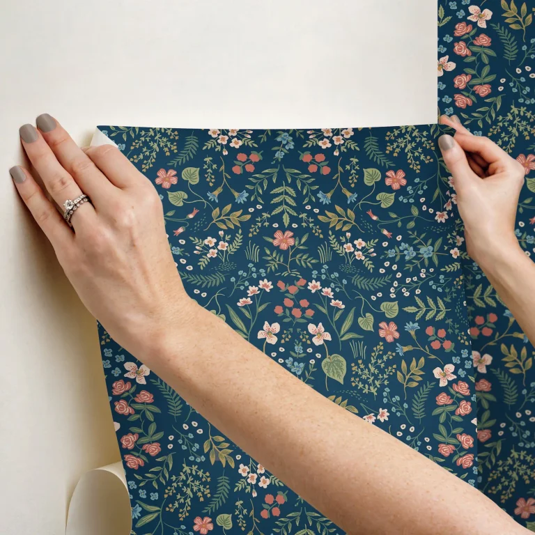 Rifle Paper Co. Wildwood Peel and Stick Wallpaper - Navy — Ảnh 5