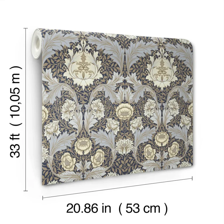 Myrtle Floral Ogee Wallpaper - Blue — Ảnh 3