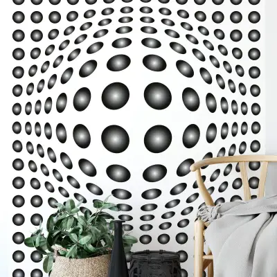 Dots Black And White - Wall Mural 5006 - 4 Panel - 192cm x 260cm