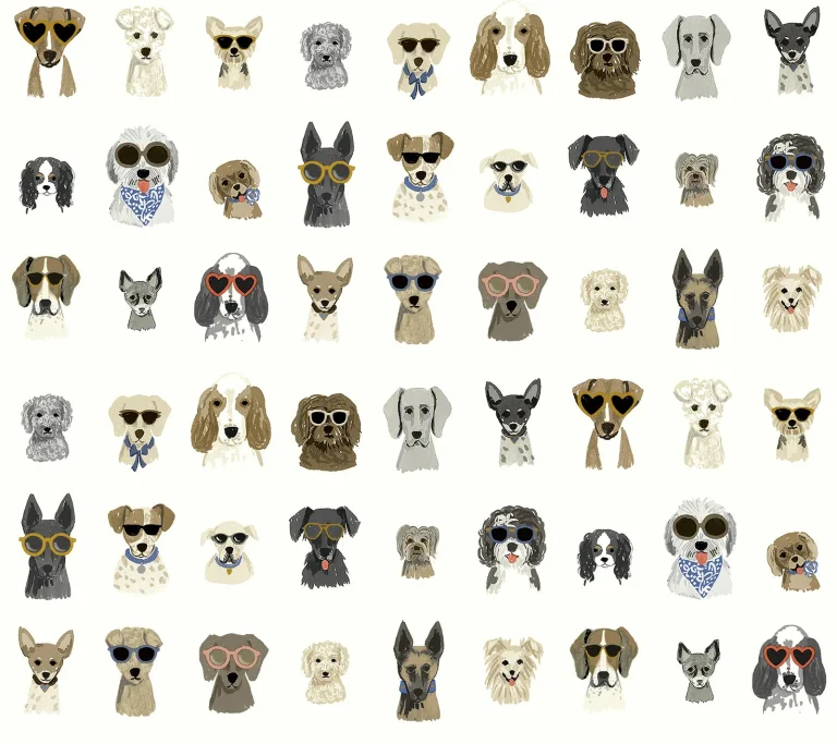 Rifle Paper Co. Dog Days Peel and Stick Wallpaper - Multi White — Ảnh 4