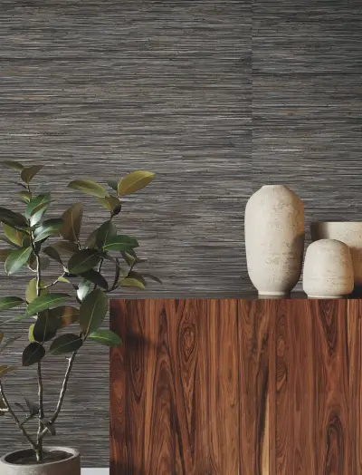 Ronald Redding Shimmering Hemp Wallpaper - Black