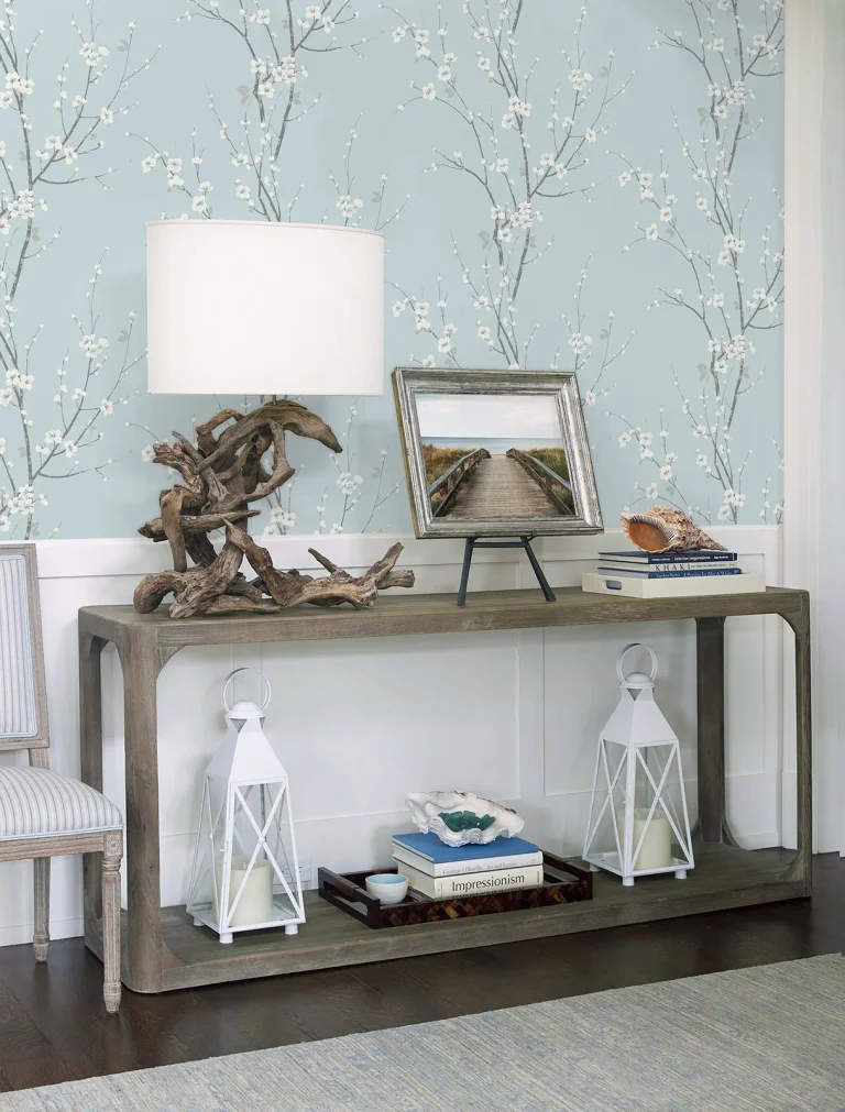 Monterey Floral Branch Wallpaper - Sky Blue — Image 2