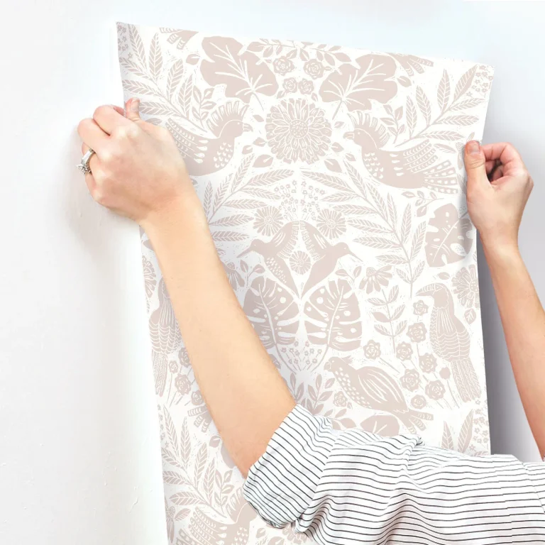 Nestle Bird Block Print Wallpaper - Pink — Ảnh 4