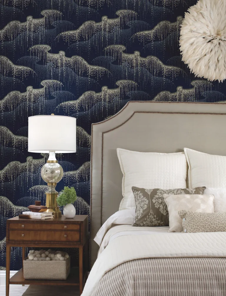 Candice Olson Moonlight Pearls Wallpaper - Navy — Ảnh 3