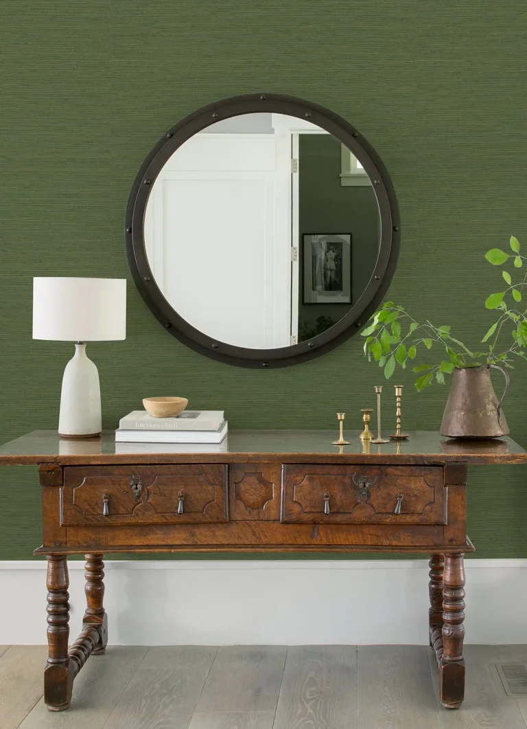 Kira Hemp Grasscloth Wallpaper - Green — Ảnh 4