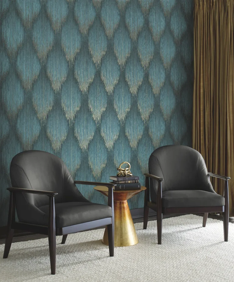 Starfall Metallic Ikat Wallpaper - Teal — Ảnh 2