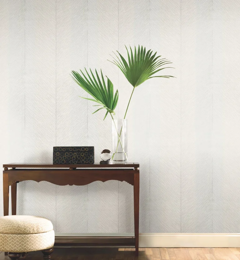 Palm Chevron Wallpaper - White/Silver — Ảnh 3