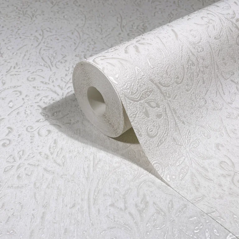 Sculpted Floral Relief Wallpaper - Pearl — Ảnh 4
