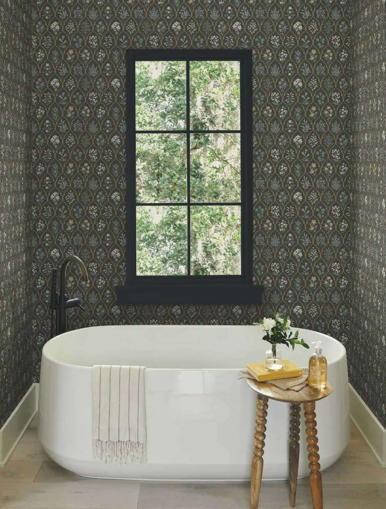 Rifle Paper Co. Hawthorne Wallpaper - Black Linen — Ảnh 3
