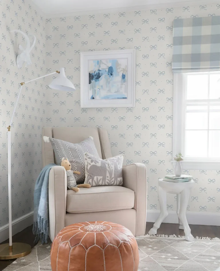 Emma Large Bow Wallpaper - Blue — Ảnh 4