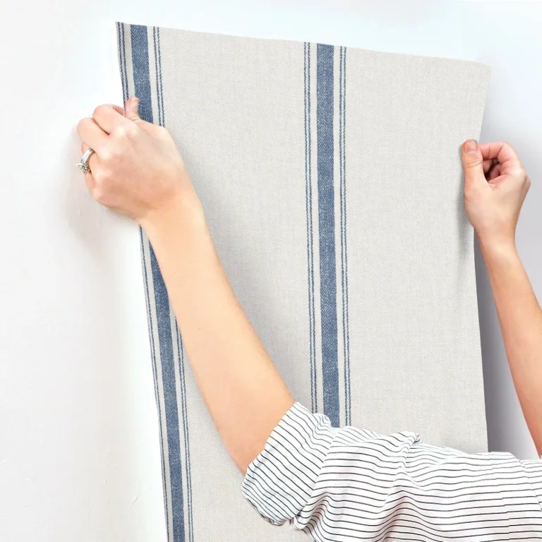 Chesapeake Linette Fabric Stripe Wallpaper - Denim — Image 7