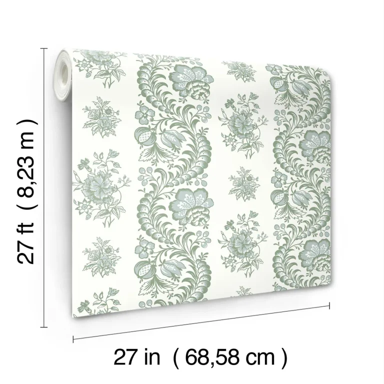 Beaumont Floral Stripe Wallpaper - Green — Ảnh 2
