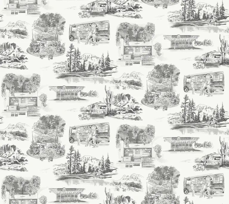 Modern Vista Toile Wallpaper - Black — Image 3