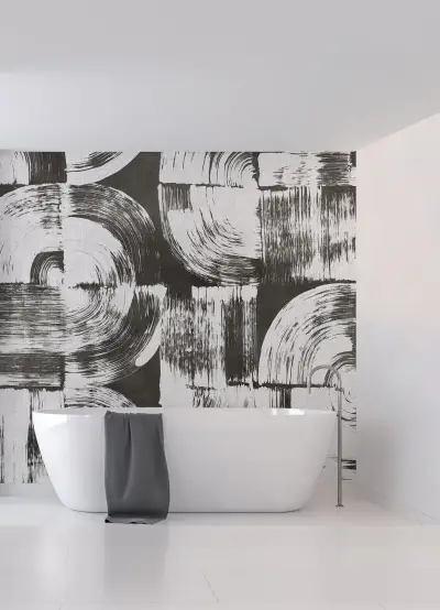 Brushstrokes Wall Mural - Charcoal