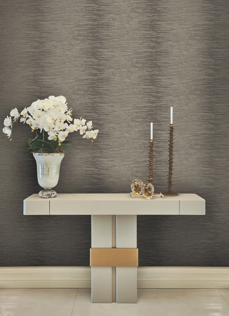 Ronald Redding Operetta Metallic Columns Wallpaper - Stone — Image 5