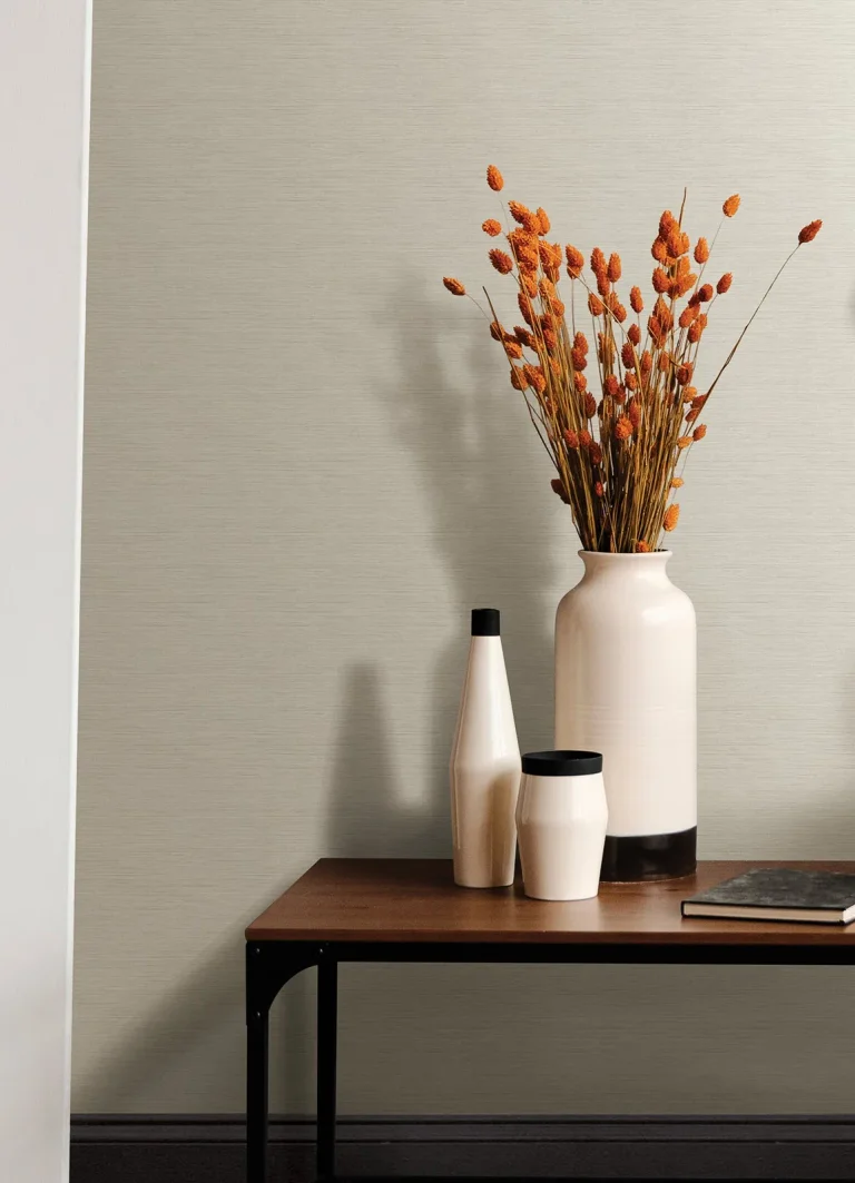 Agave Faux Grasscloth Wallpaper - Light Grey — Image 4