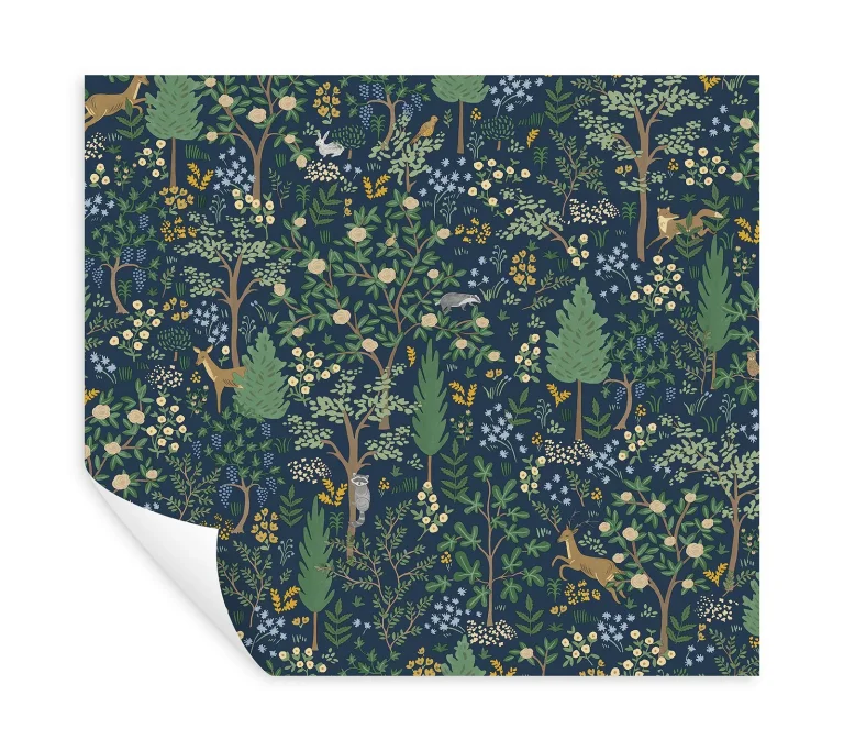 Rifle Paper Co. Woodland Peel and Stick Wallpaper - Navy — Ảnh 4