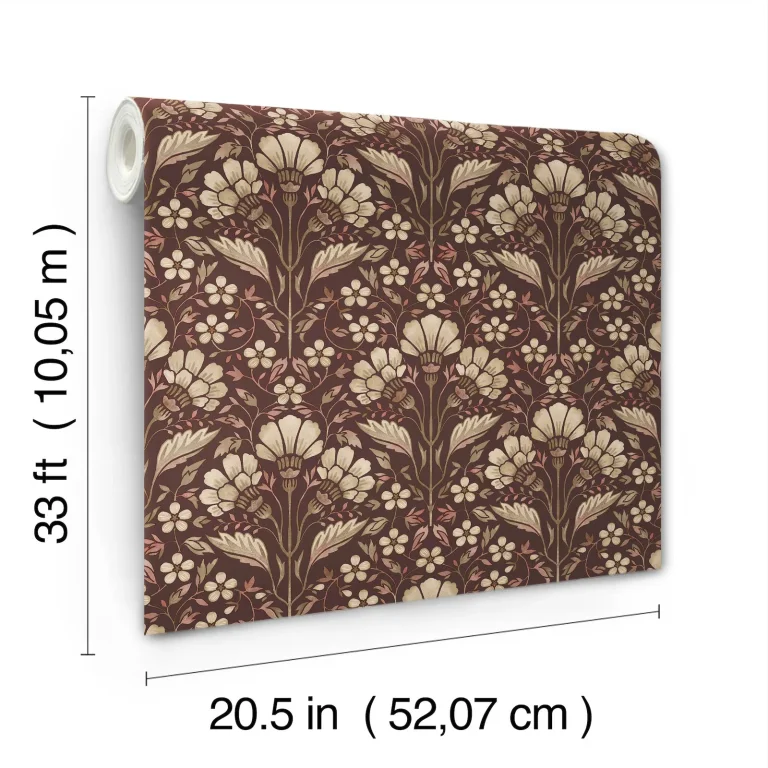 Chesapeake Edith Floral Damask Wallpaper - Burgundy — Ảnh 7