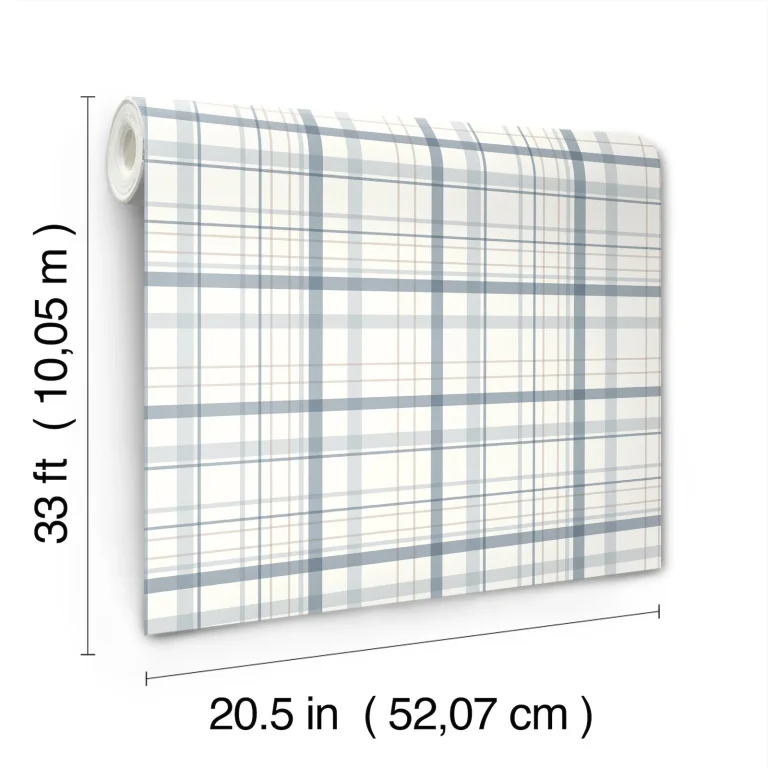 Chesapeake Burgess Plaid Wallpaper - Blue — Ảnh 4