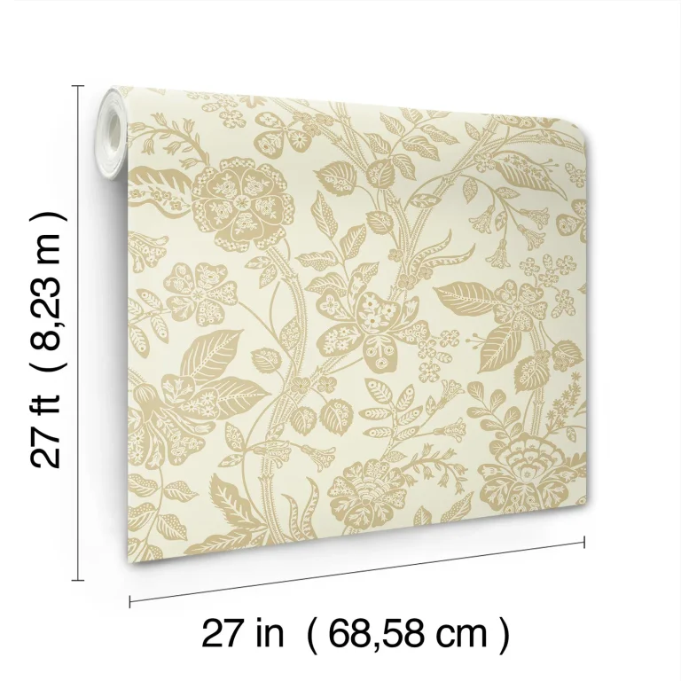 Rifle Paper Co. Gracie Garden Wallpaper - Gold & Linen — Ảnh 3