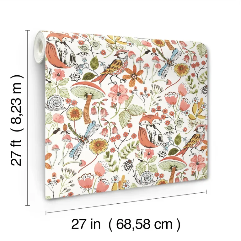 Wonder Woodland Animals Wallpaper - Coral — Ảnh 4