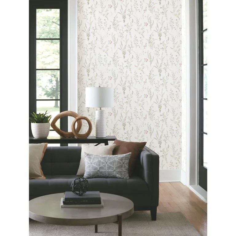 Wildflower Sprigs Wallpaper - Pink/Green/Grey — Image 5